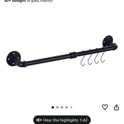 Farmhouse Metal Black Towel Bar 