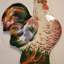 Vintage Horchow Hand Painted Hen, Chicken Trivet, Wall Hanging. Made in Italy 