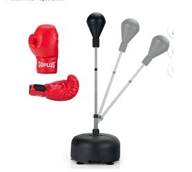 Goplus Freestanding Punching Bag w/Stand Boxing Gloves for Adult Kids Adjustable