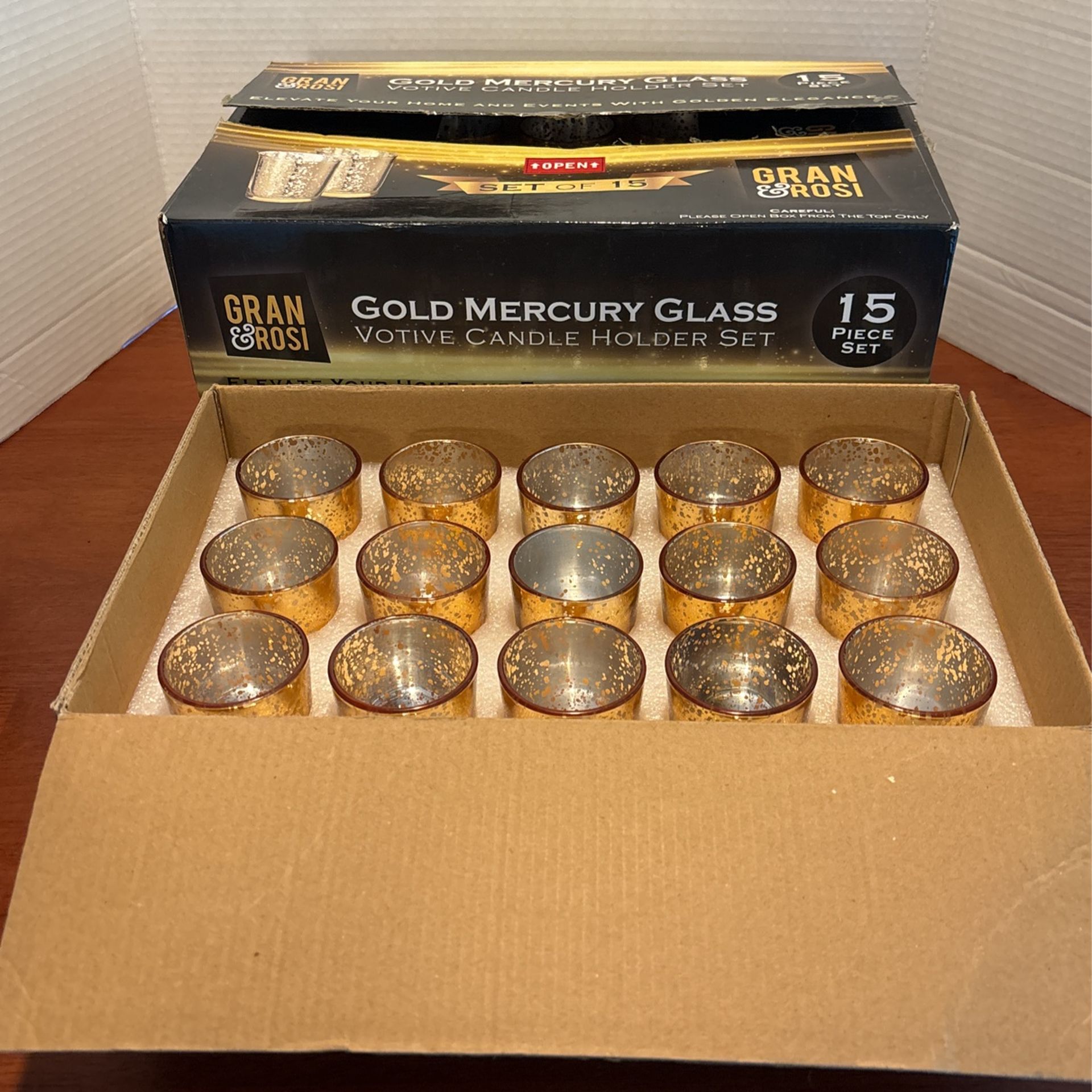 15 Gold Mercury Glass Votive Candle Holders 2 3/4“ X 2 1/4“