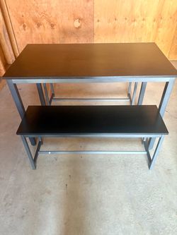 Picnic style dining table with benches
