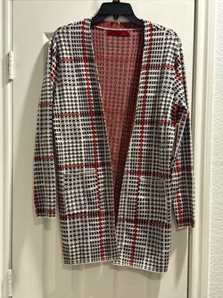 Houndstooth Open Front Cardigan Sweater