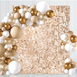 Champagne Shimmer Wall Backdrop Sequin Backdrop 6ftx4ft Glitter Party Backdrop for Bridal Shower Birthday Decorations 