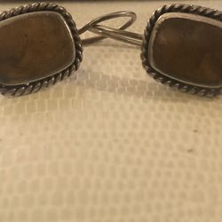 Vintage Pair Of Pierced Sterling Silver Earrings 
