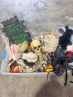 Halloween bin decorations