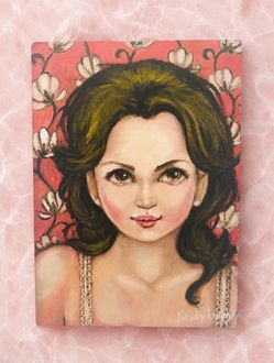 Original Fine Art Artist Signed Boudoir Young Lady / Woman Painting Solid Wood Vintage Artisan Collectible HILLCREST / UNIVERSITY HEIGHTS