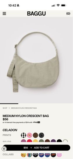 Medium Nylon Crescent Bag-color  Celadon- light sage green