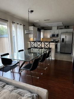 Modern Glass Dining Table w/ 6 chairs