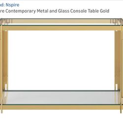 Nspire Contemporary Metal and Glass Console Table - Gold