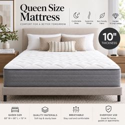 Queen Size 10-Inch Mattress – White & Gray