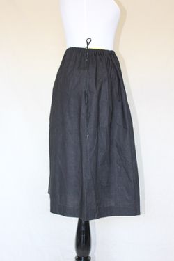 Victorian Black Cotton Petticoat Drawstring Skirt