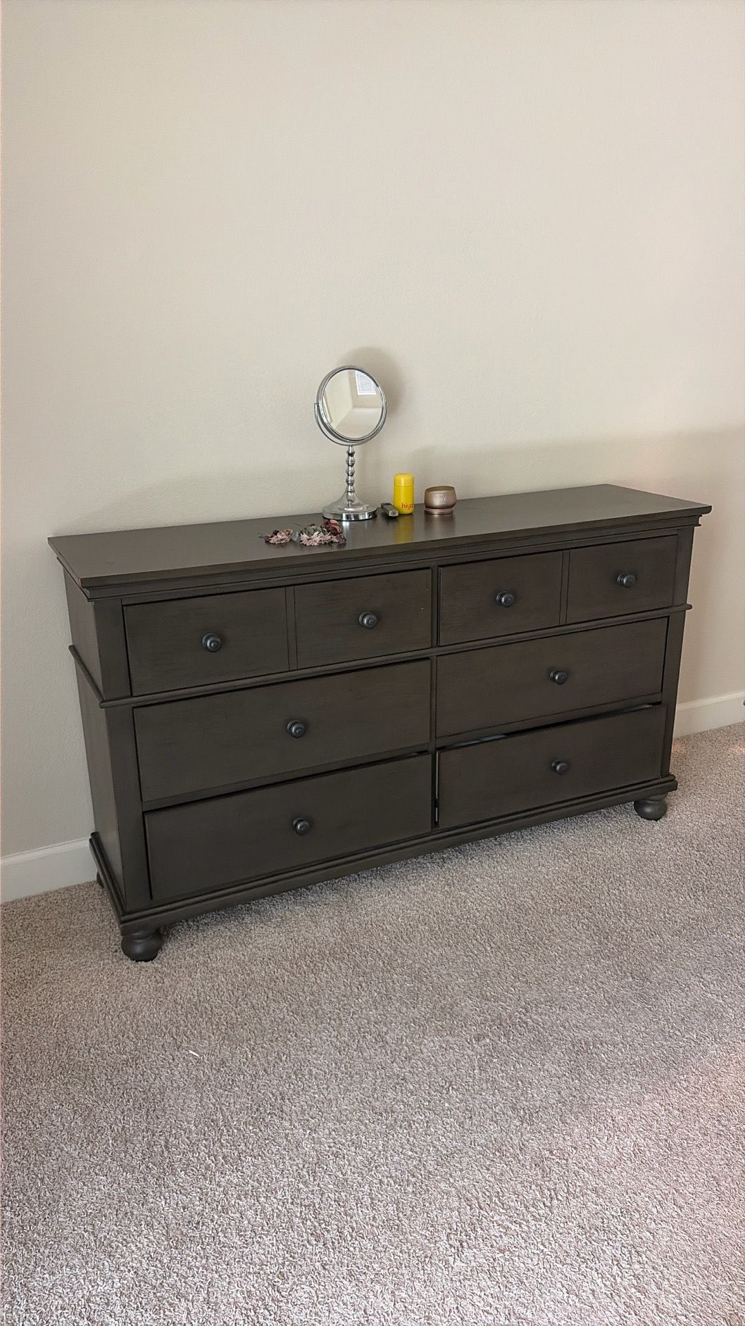 Queen size Bed frame, side table and dresser