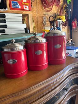 Red Kitchen Canister Set of 3