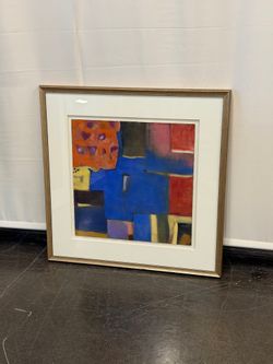 Colorful Abstract Painting in a Gold Frame