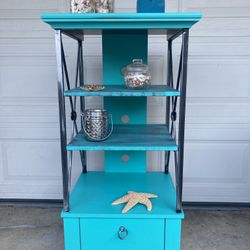 Nice Turquoise Shelf With Drawer 