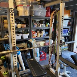 Fitness Gear Squat Rack and Bench With Barbell 