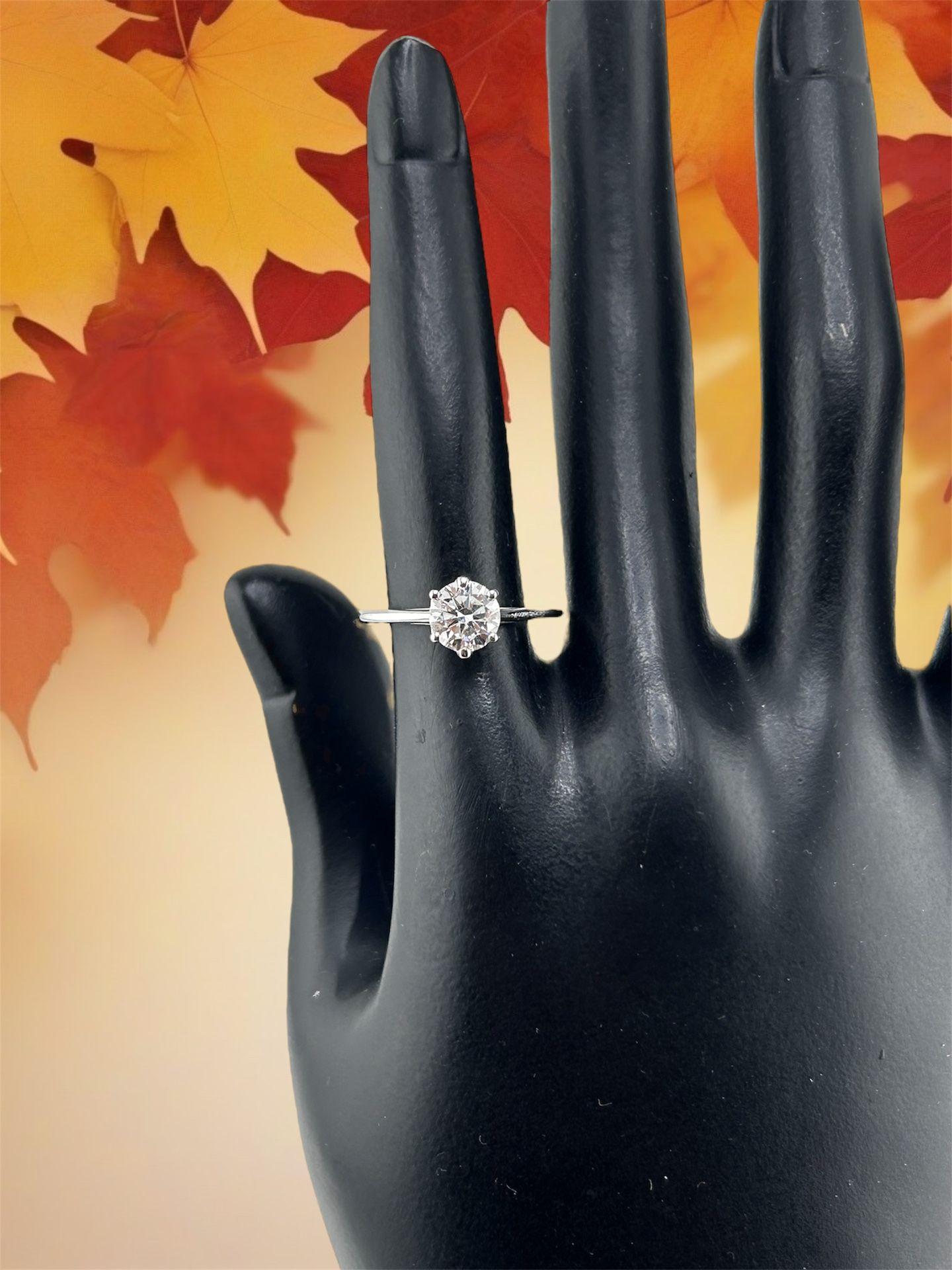 Solitaire Diamond Ring In 14k White Gold 