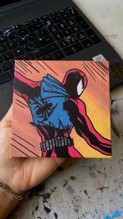 Cuadro de Spiderman pintado a mano