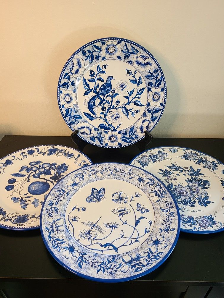 Restoration Hardware Indigo Blue Victorian Tin Plates 3 Sets Of 4