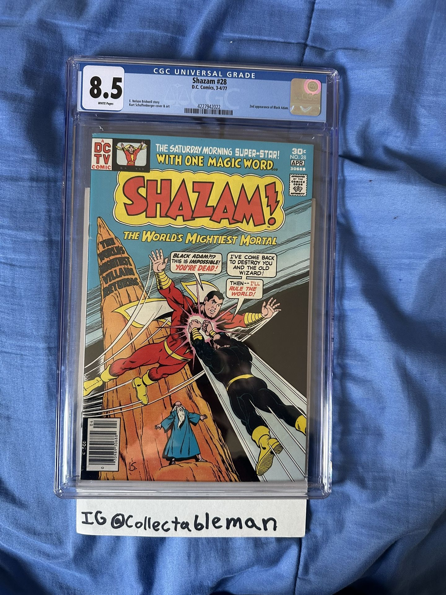 SHAZAM #28 CGC 8.5 WHITE PAGES 1977 2ND BLACK ADAM! CAPTAIN MARVEL! DC