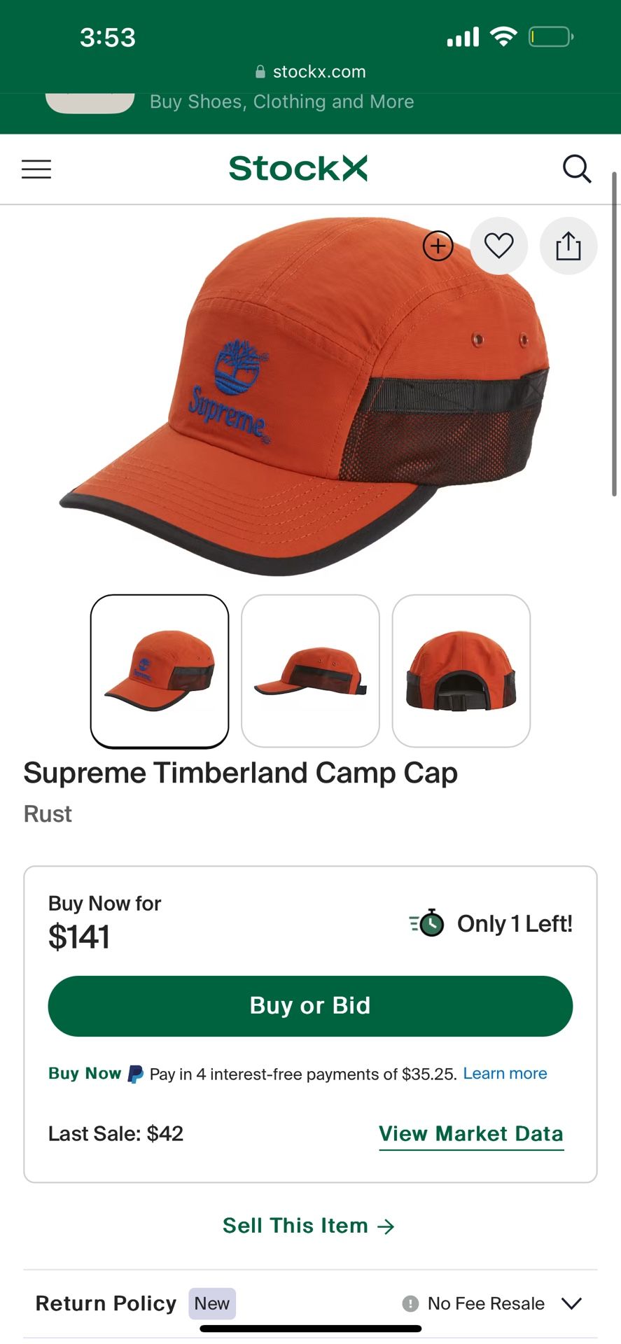 Supreme Timberland Hat Authentic 