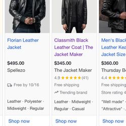 Men’s Leather Coats For Sale - Each