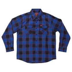 Dixxon Flannel Co Blue Black Red Plaid Snap Button Flannel Shirt Mens Long Sleeve size Large
