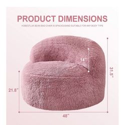 Giant pink bean bag lounge chair with ottoman