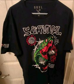 SRVL Survival Of The Fittest T-Shirt Men's XL Black (Slim Fit) Snake Design