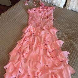 COLI EVENING Pink Strapless Ruffle Long Dress