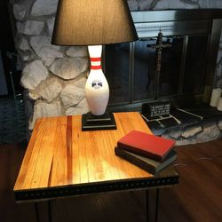 Bowling Lane Alley Bar / End Or Coffee Table & Pin Lamp