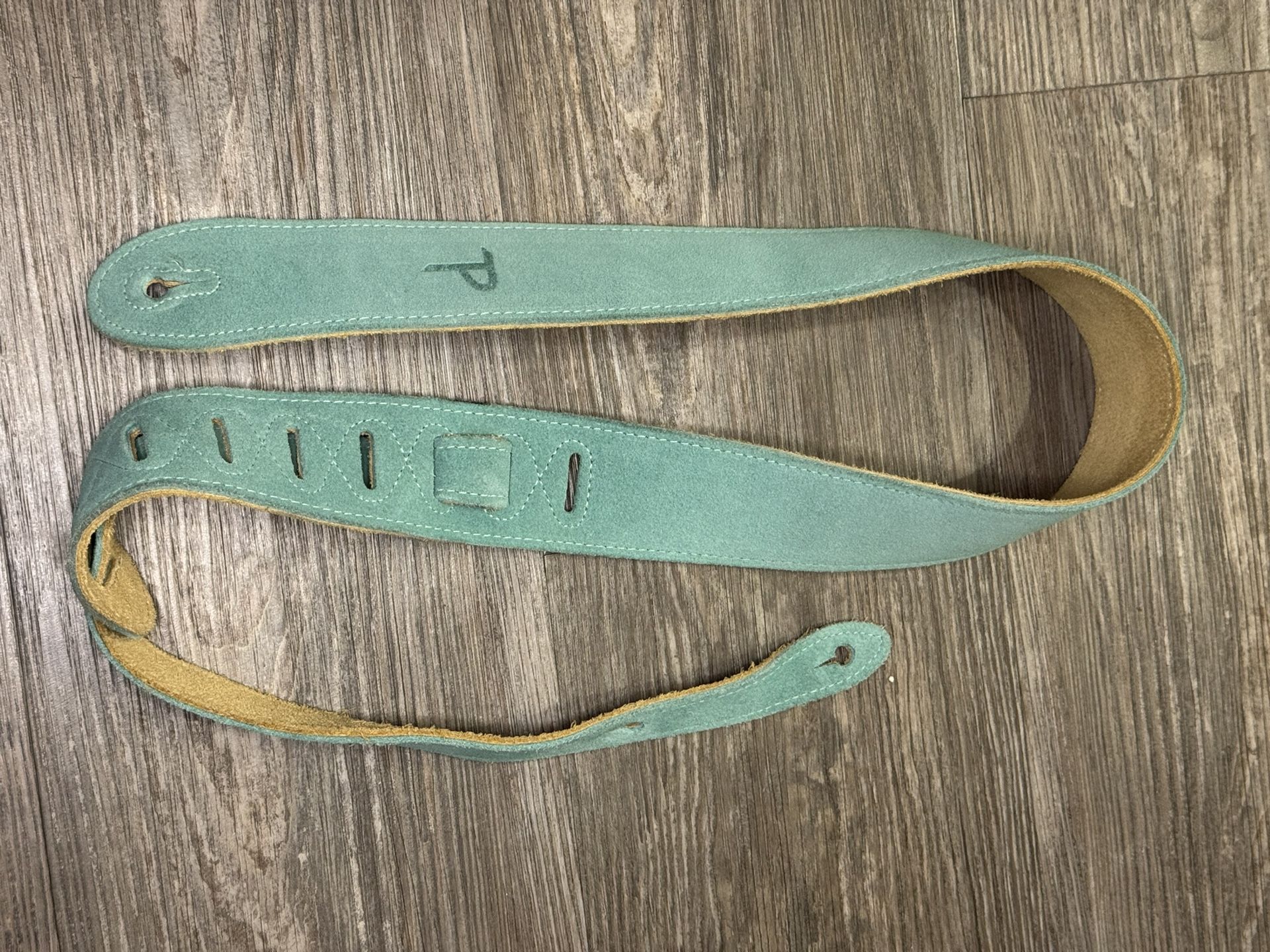 Turquoise Leather Guitar Strap