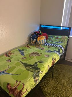 Twin Metal Bed Frame with LED Headboard