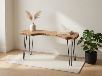 Handcrafted Live-Edge Olive Wood Console Table / Bench