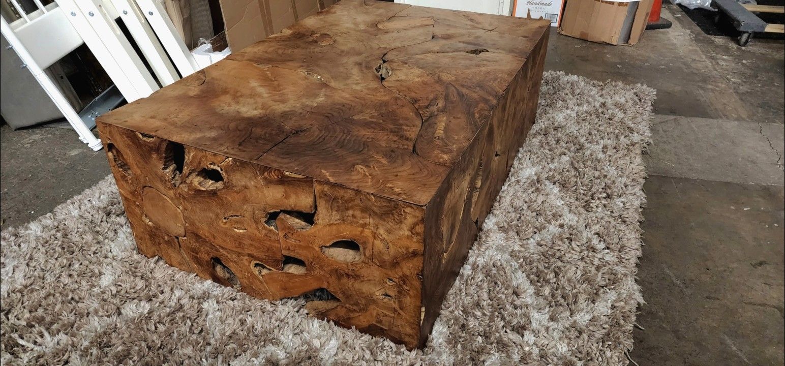 Vintage Sliced Teak Root Cocktail Table