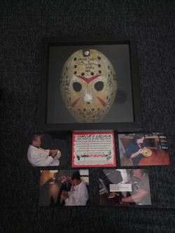 Jason Voorhees signed mask with certificate of authenticity