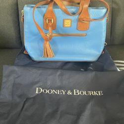 Authentic Dooney & Bourke Blue Bag with Red Interior