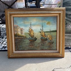 Midcentury Framed Oil Painting