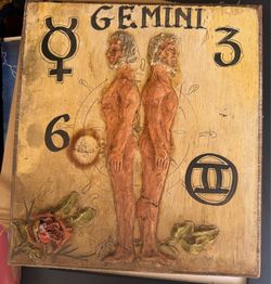 VINTAGE GEMINI HANGING UPRAISED  PLAQUE