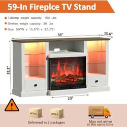 Tv Fire Place Stand With LED Lights !! (ALL NEW 