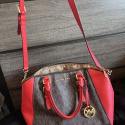 ❤️ Michael Kors Tote Bag — Red & Dark Brown, Great Condition ❤️