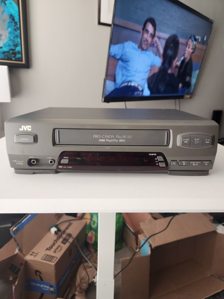 JVC HR-A35U VCR Pro-Cision 19 VHS 4 Head Grey TESTED NO REMOTE *PLEASE READ*