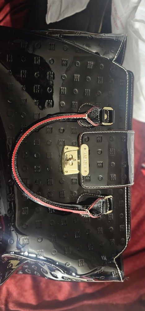 Arcadia Italian Black Handbag Patent Leather Satchel