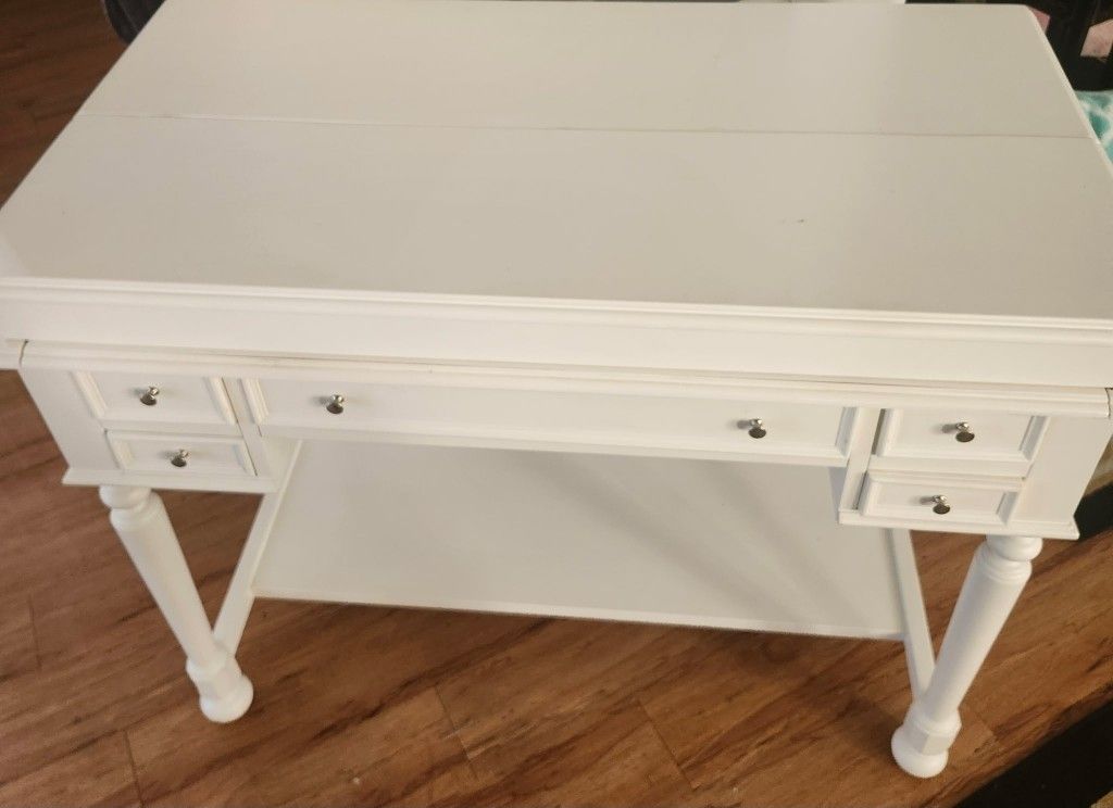 Desk - White Wood Flip Top