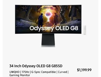 Samsung Odyssey OLED G8 34 Inch Curved Monitor