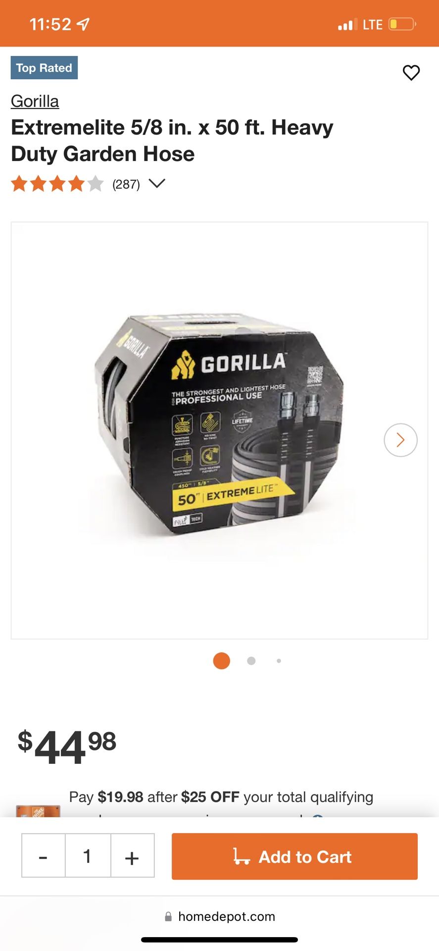 Gorilla Extreme Lite Water Hose 50ft