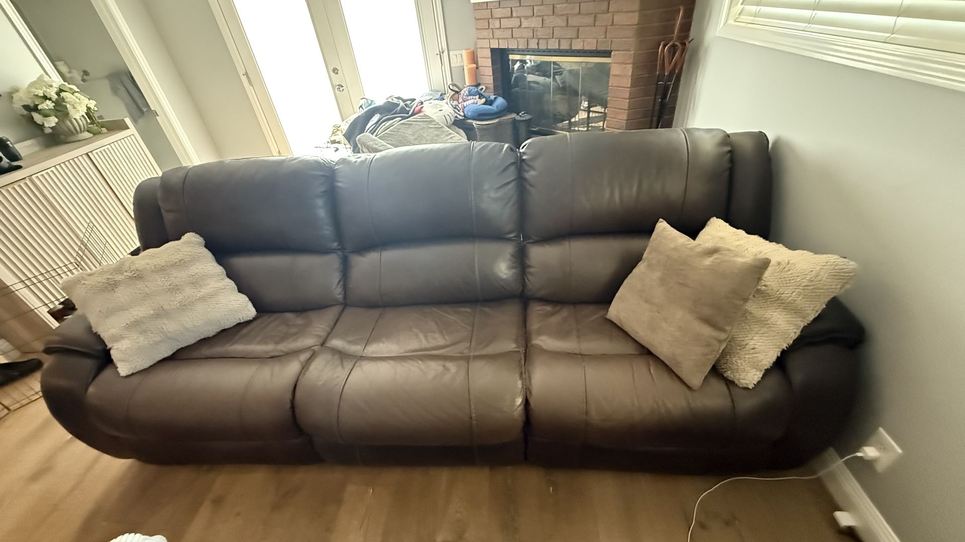 Couch - Great Condition /Brown Leather Reclining Couch - 