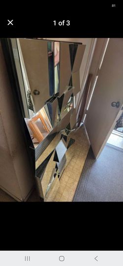 Large faceted wall mirror in the style of neal  wall vintage retro