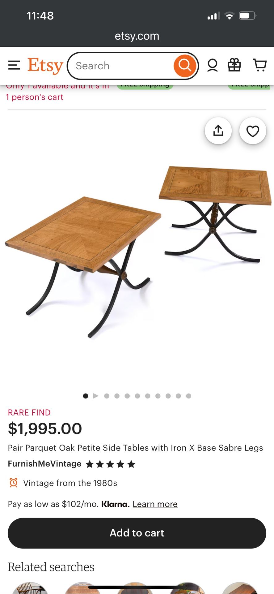 1 Single 1960’s Oak And Iron Table