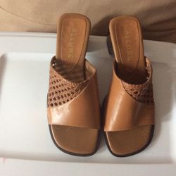 Leather  Brown Sandals Women’s Mule Style New ALLURE